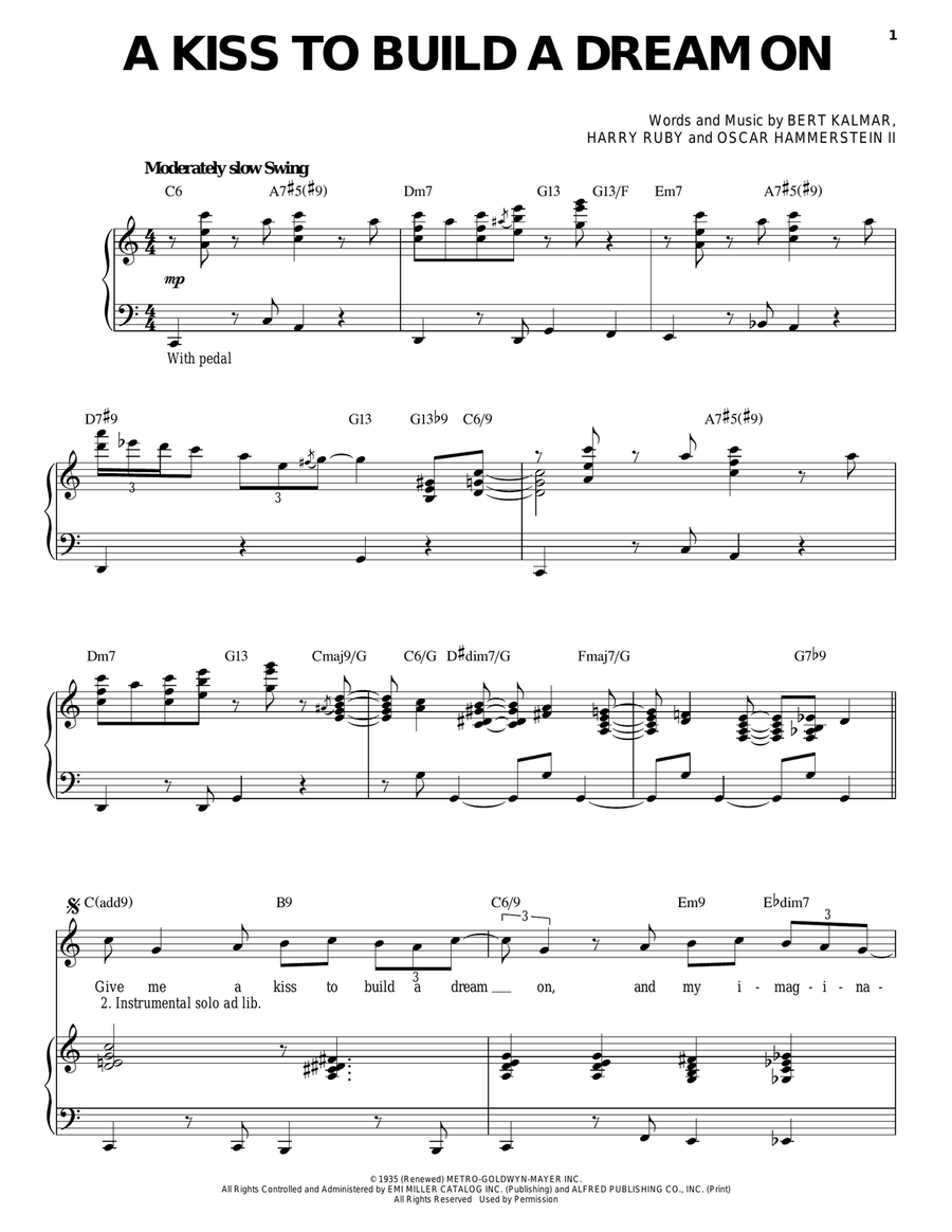 A Kiss To Build A Dream On Piano, Vocal scores gallery preview page 1