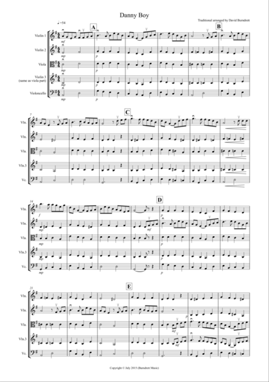 Danny Boy for Sting Quartet String Quartet scores gallery preview page 1