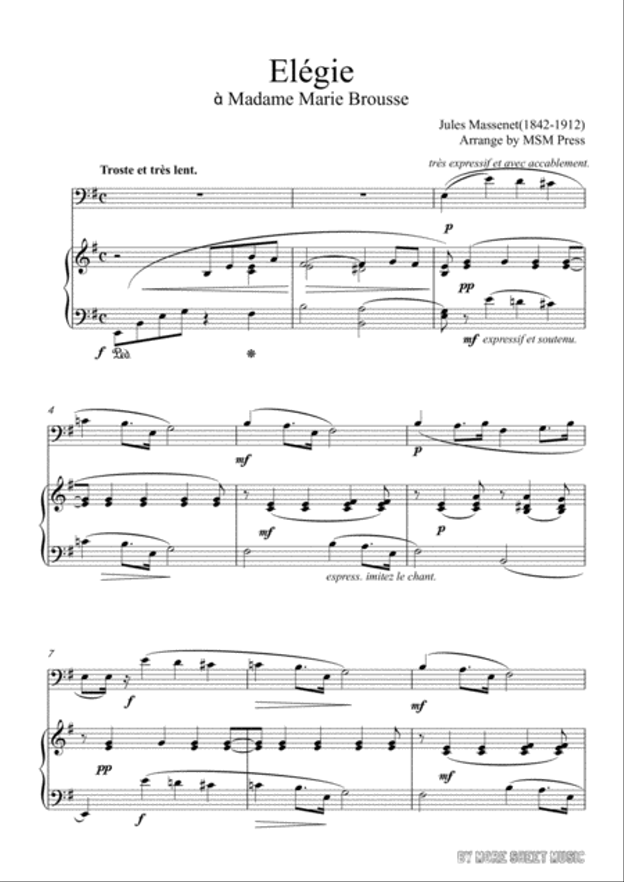 Massenet-Elégie, for Cello and Piano Piano scores gallery preview page 3