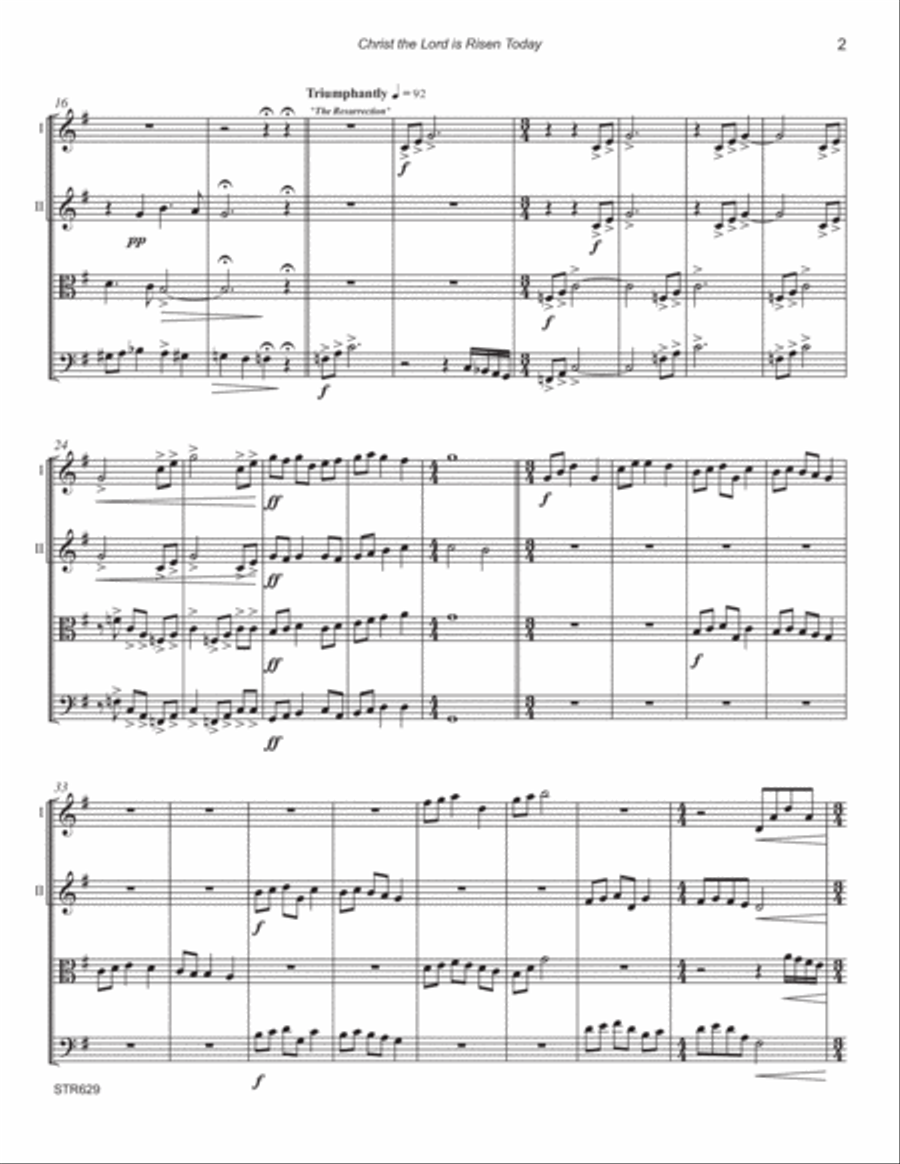 CHRIST THE LORD IS RISEN TODAY - String Quartet (Grade 3+) String Quartet scores gallery preview page 2