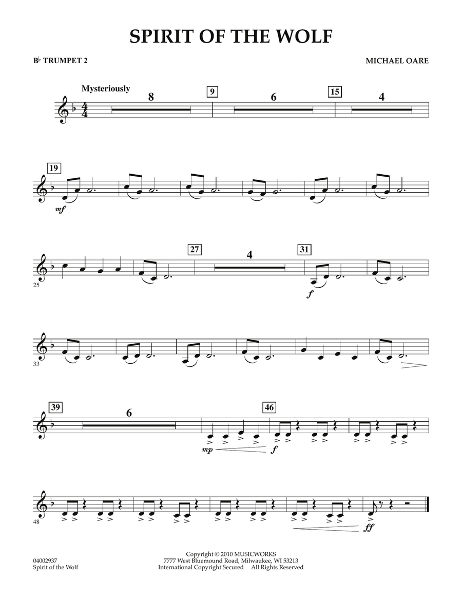 Spirit Of The Wolf - Bb Trumpet 2 Concert Band scores gallery preview page 1