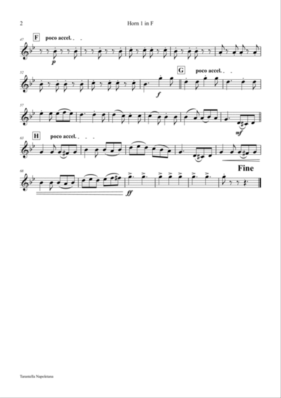 Tarantella Napoletana - Italian Folk Song - Horn Quartet French Horn Quartet scores gallery preview page 5