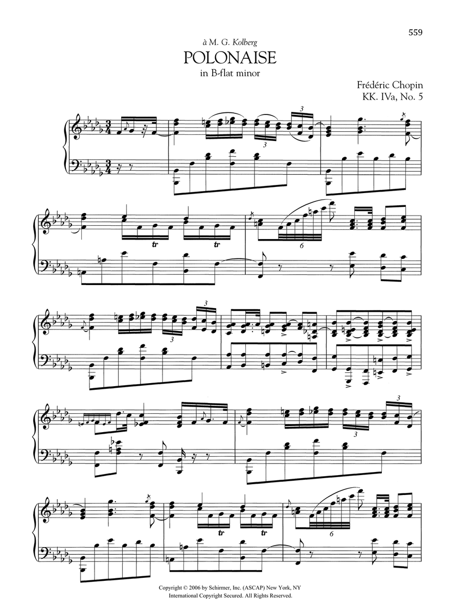 Polonaise in B-flat minor, KK. IVa, No. 5 Piano Solo scores gallery preview page 1