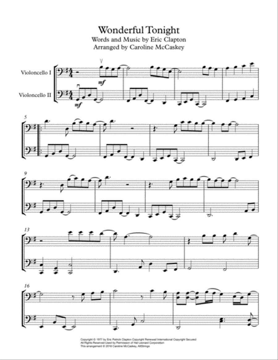 Wonderful Tonight String Duet scores gallery preview page 2