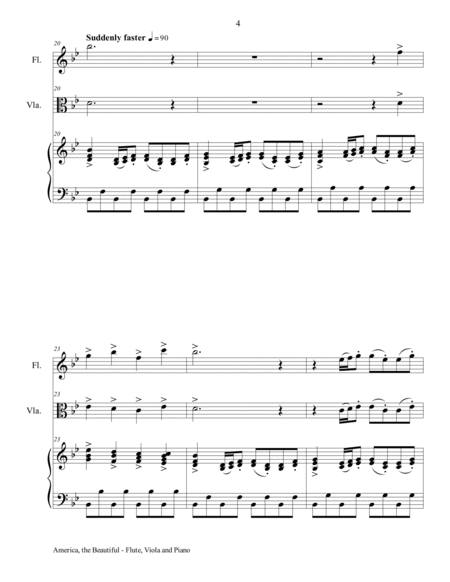 AMERICA, THE BEAUTIFUL (Flute, Viola and Piano/Score and Parts) image number null