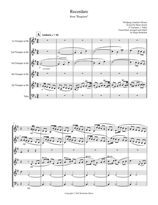 Recordare (from "Requiem") (F) (Brass Sextet - 5 Trp, 1 Tuba)