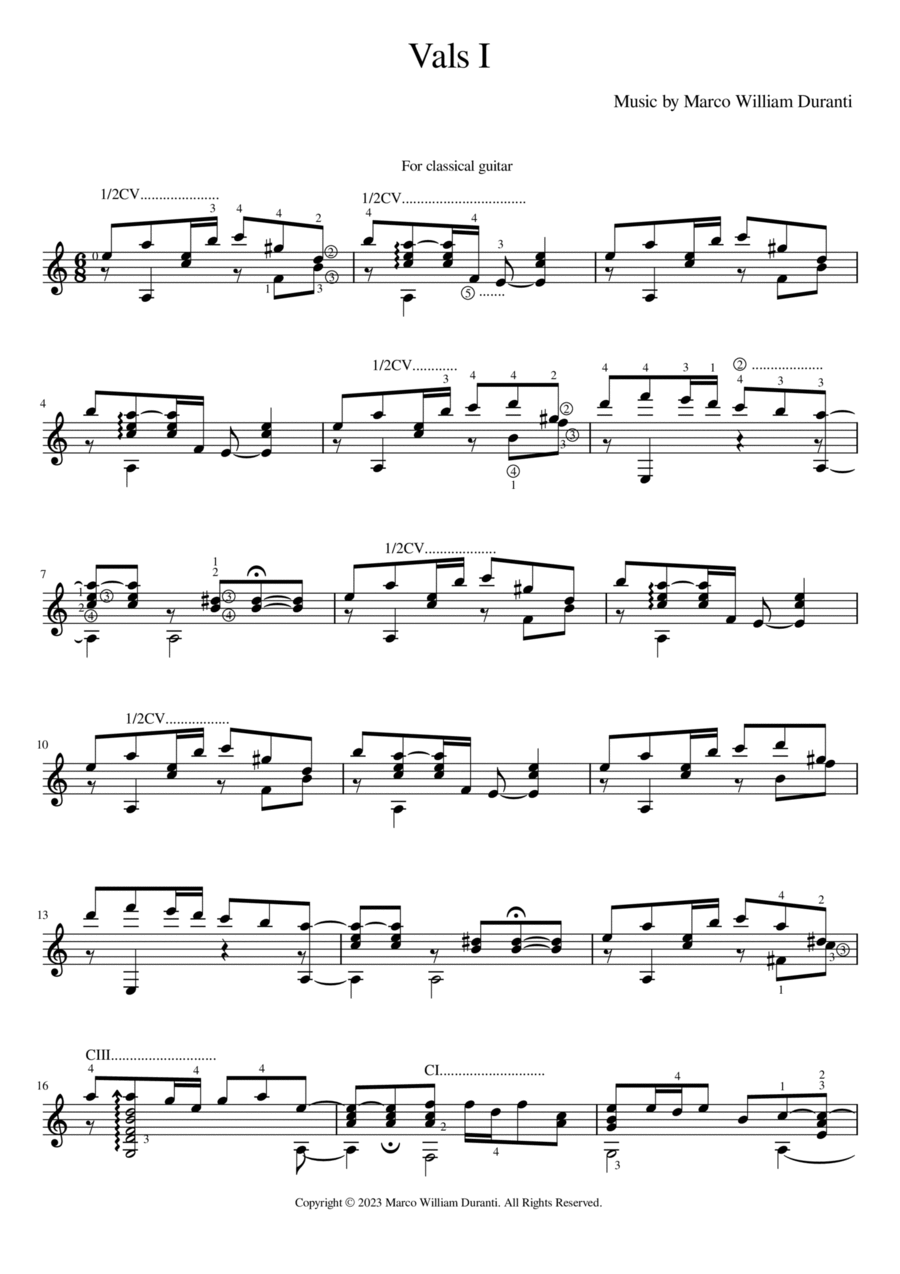 Vals I Vals I Acoustic Guitar scores gallery preview page 1