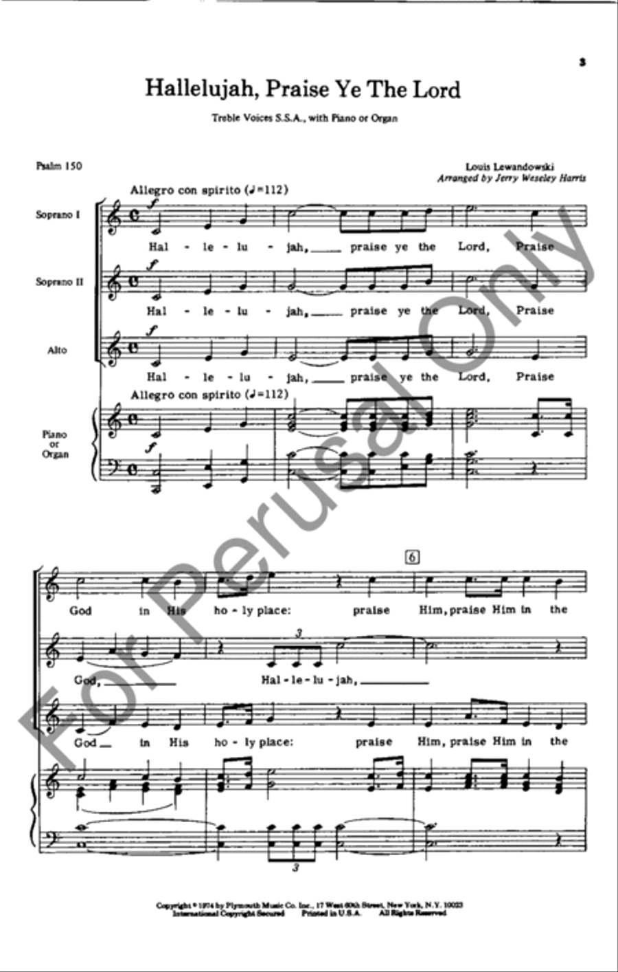 Hallelujah, Praise Ye The Lord SSA scores gallery preview page 2