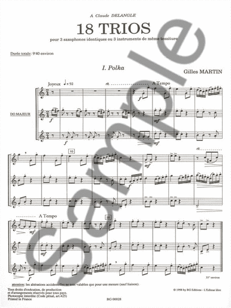 18 Trios Pour Instruments Identiques (flutes 3)