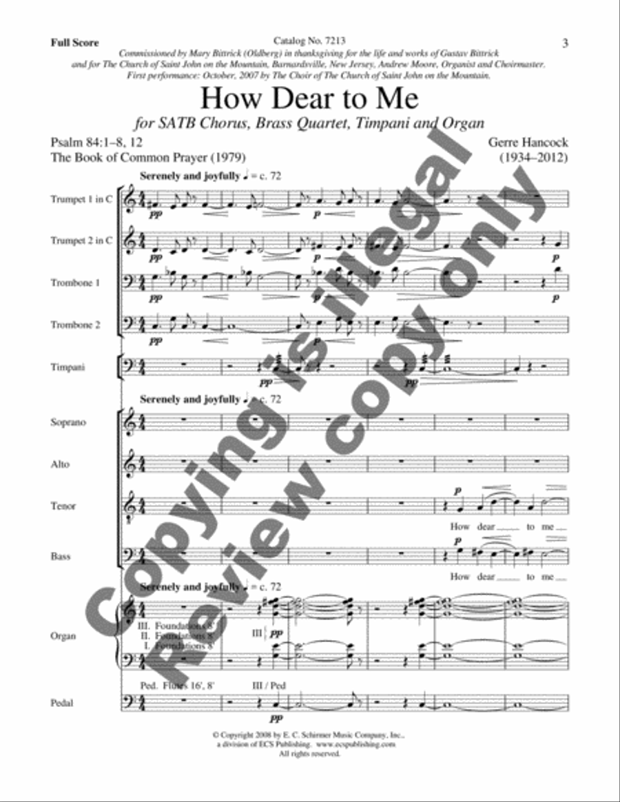 How Dear to Me (Full Score) Choir scores gallery preview page 3