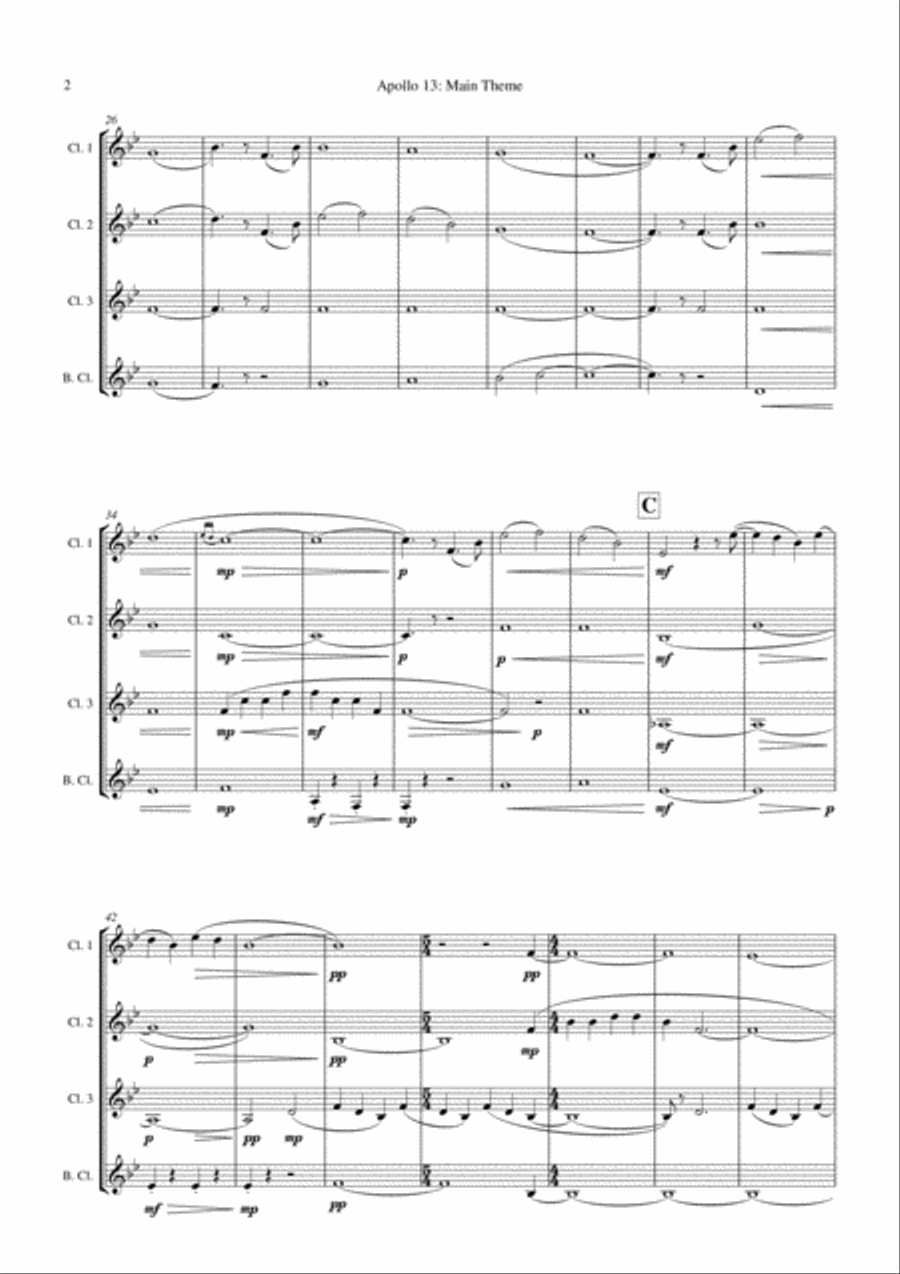 Main Title - Apollo 13 Clarinet Quartet scores gallery preview page 4