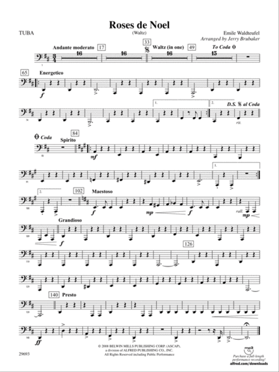 Roses de Noel (Waltz): Tuba Full Orchestra scores gallery preview page 1