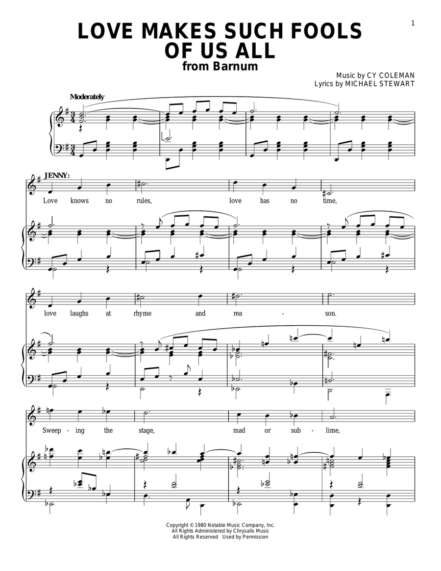 Love Makes Such Fools Of Us All Piano, Vocal scores gallery preview page 1