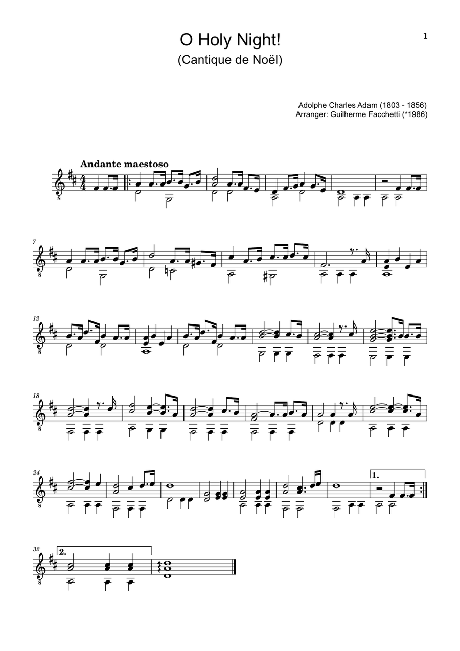 Book cover for Adolphe Adam - O Holy Night! For Classical Guitar.