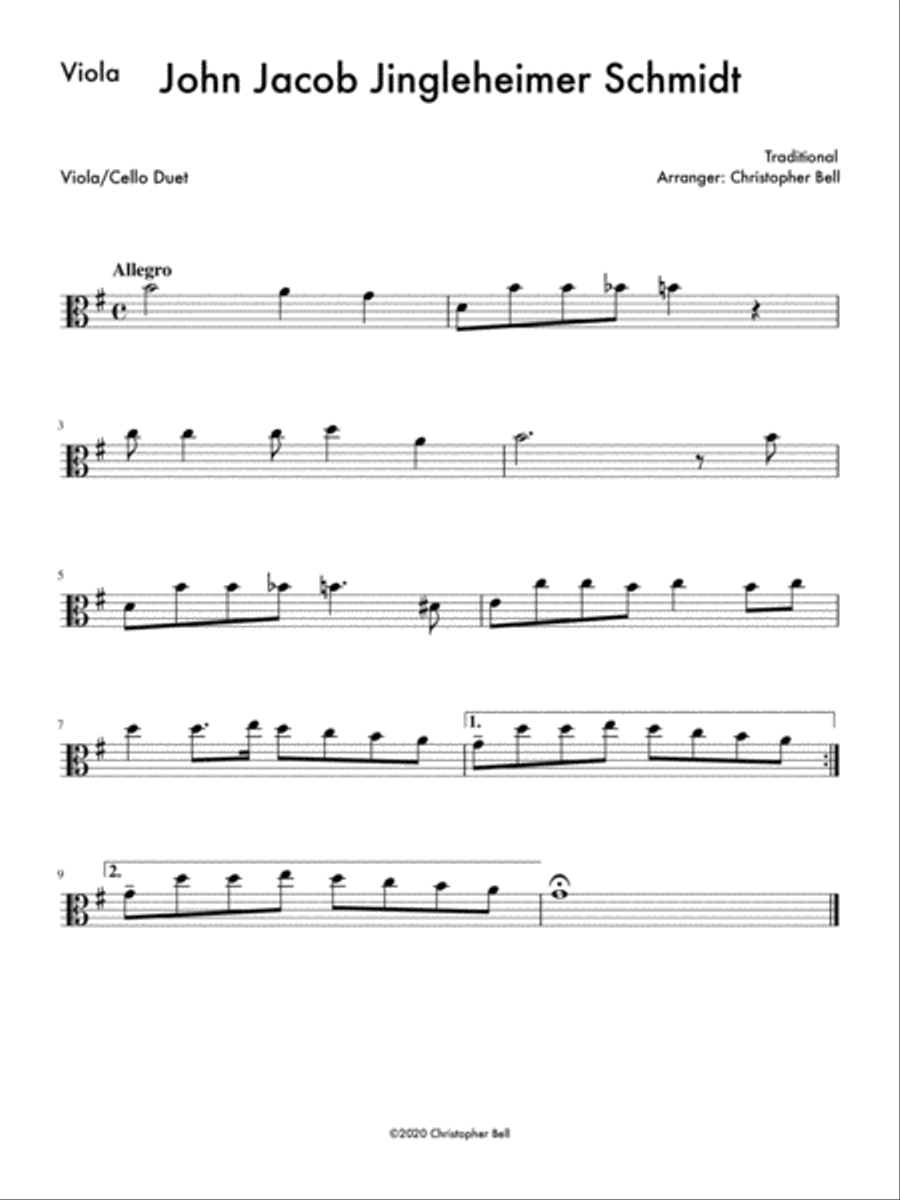 John Jacob Jingleheimer Schmidt (Easy Viola/Cello Duet) String Duet scores gallery preview page 2