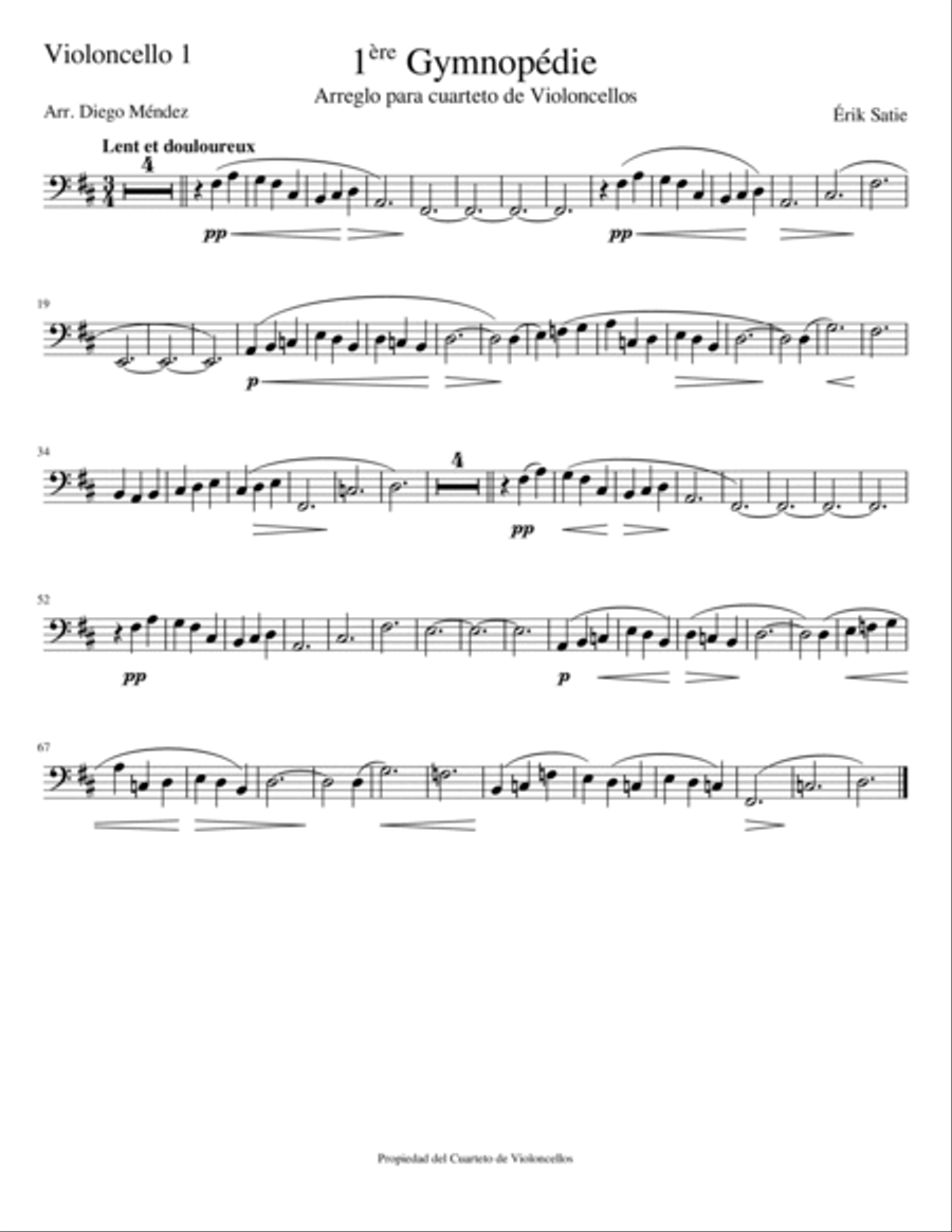 1 ère Gymnopédie String Quartet scores gallery preview page 3