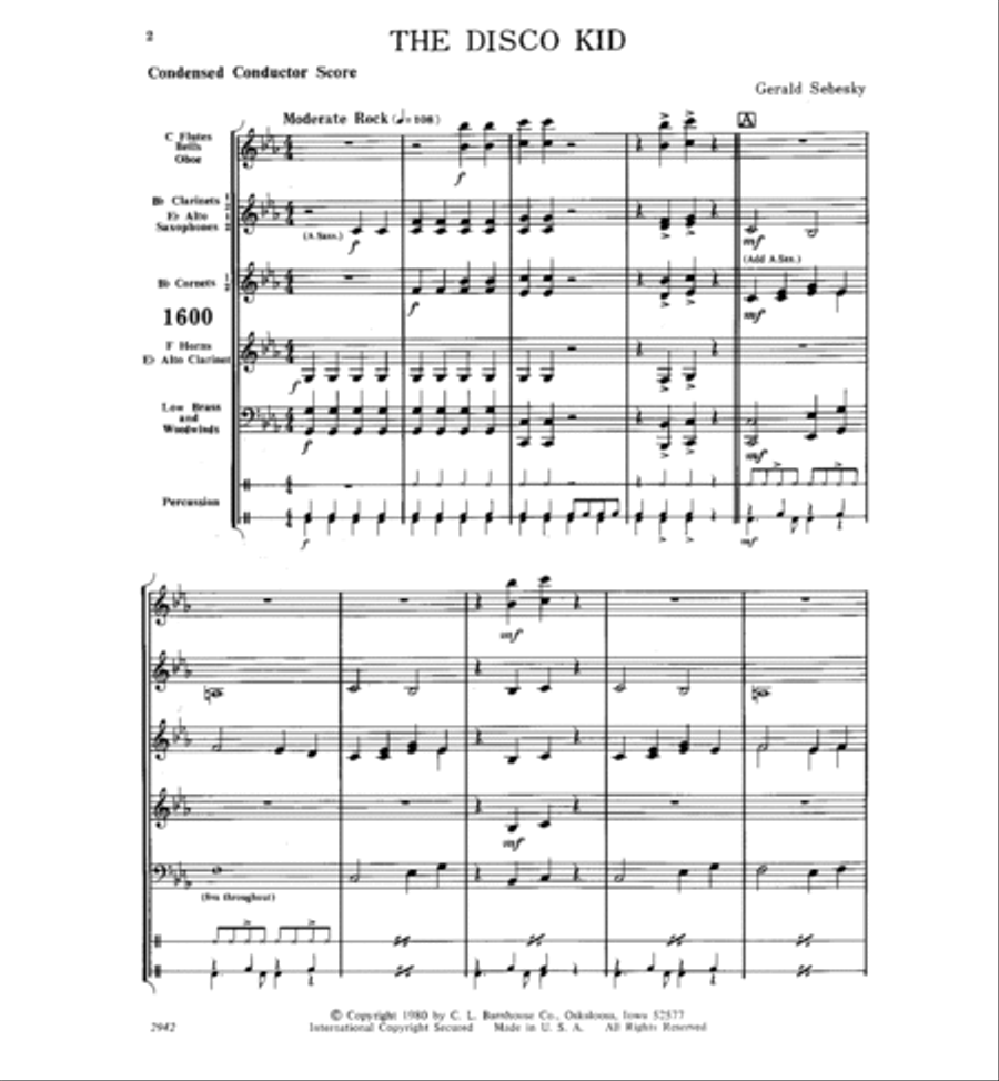 The Disco Kid Concert Band scores gallery preview page 2