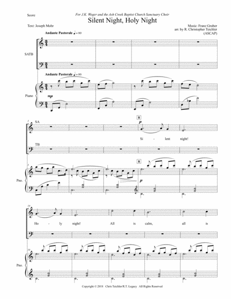 Silent Night, Holy Night - SATB and Piano