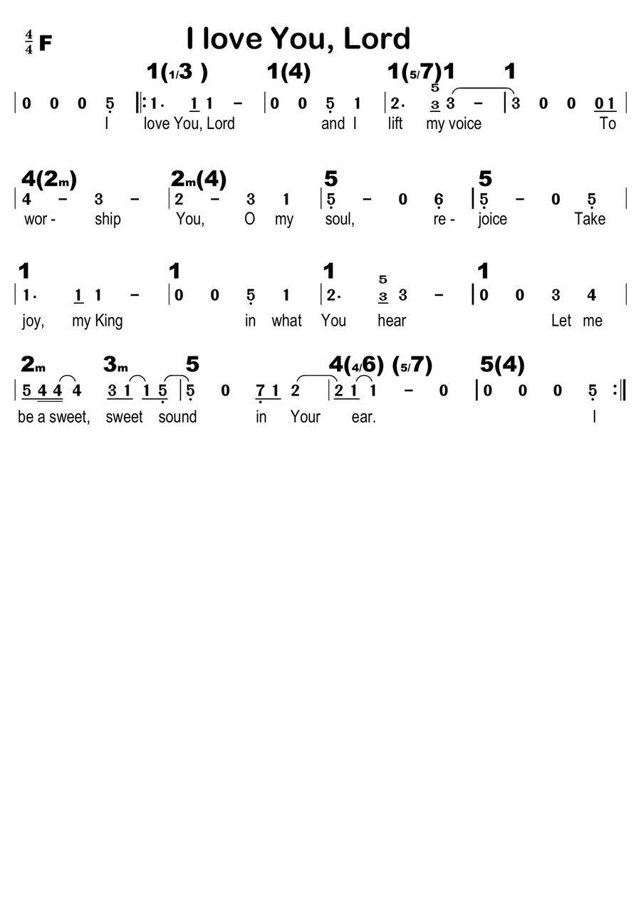 I love You, Lord - 简谱 I love You, Lord - 简谱 Easy Piano scores gallery preview page 1