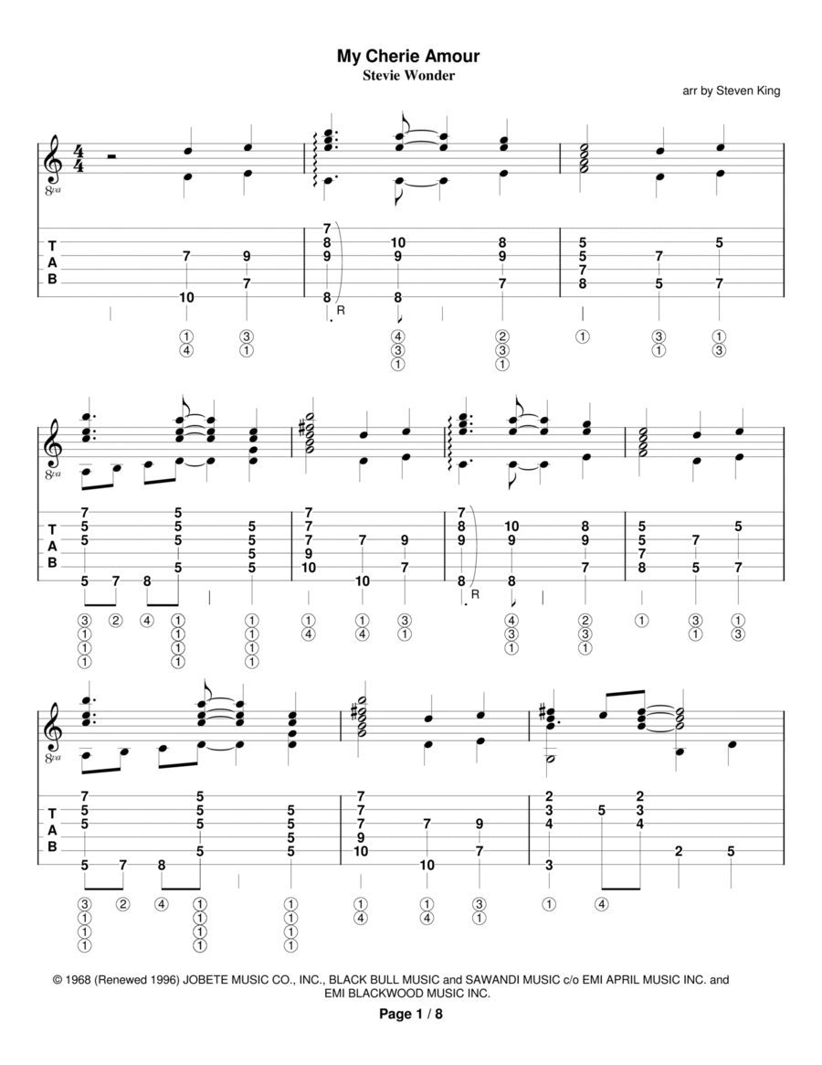 My Cherie Amour My Cherie Amour Electric Guitar scores gallery preview page 1