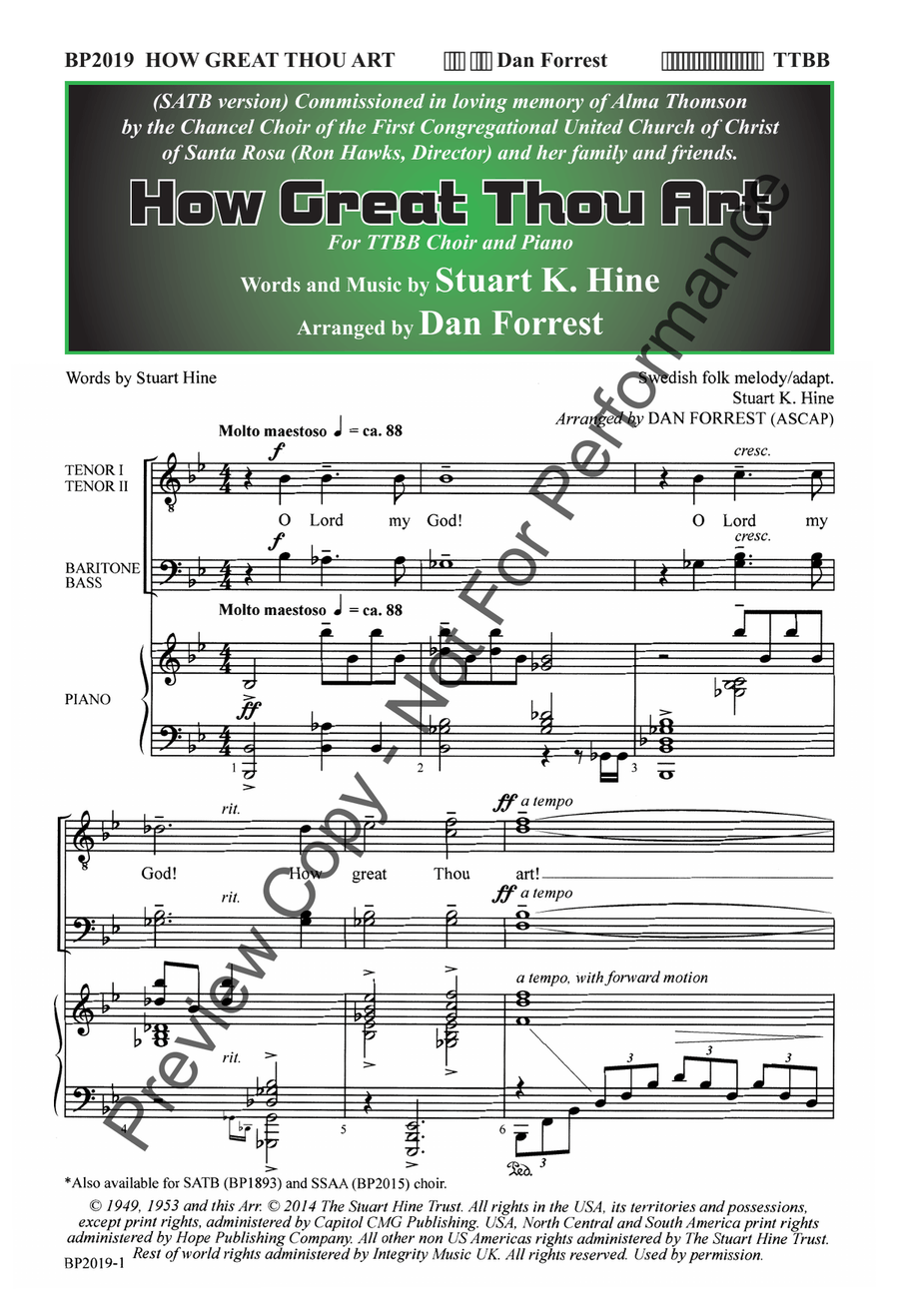 How Great Thou Art - TTBB TTBB scores gallery preview page 2