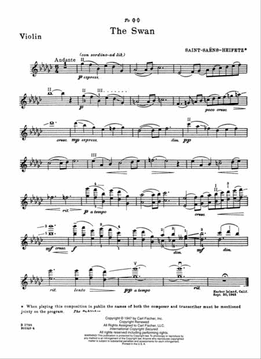 The Swan Violin Solo scores gallery preview page 3