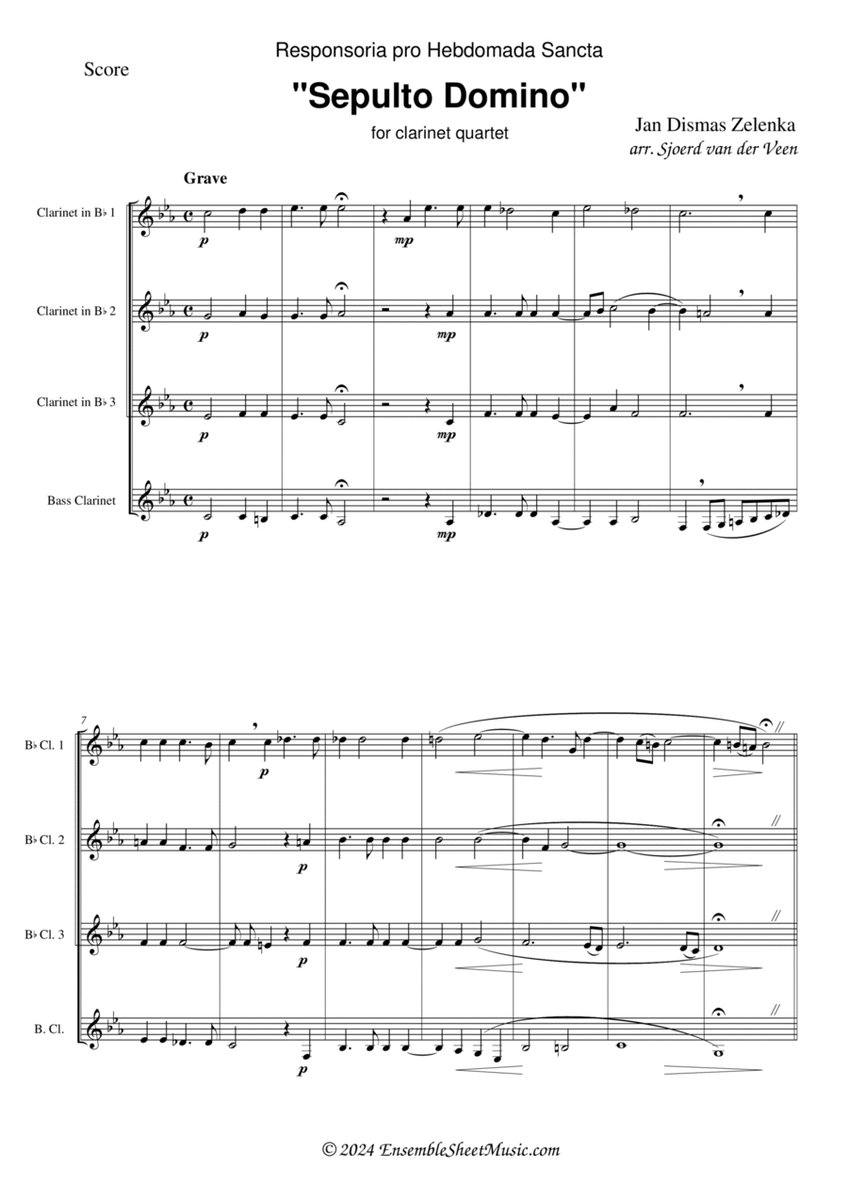 Sepulto Domino, ZWV 55:27 for clarinet quartet image number null