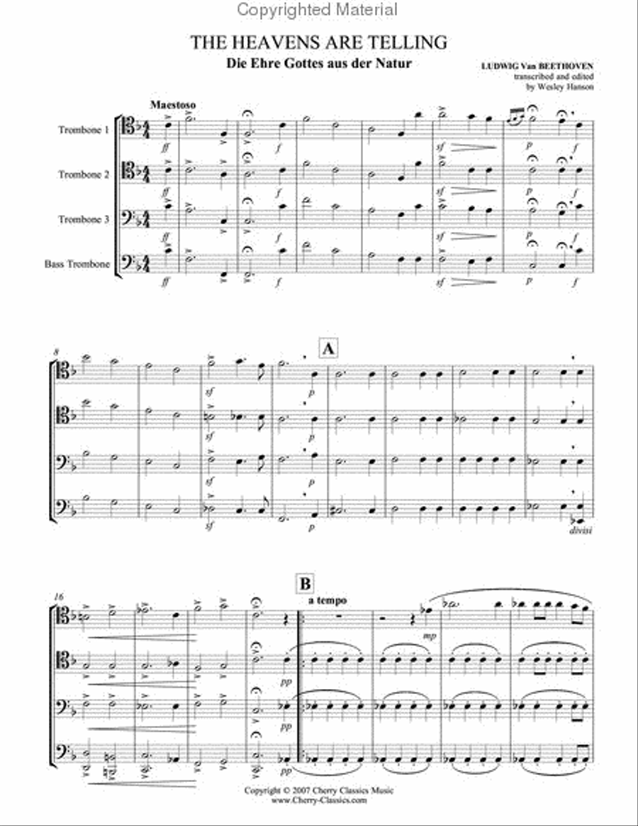The Heavens Are Telling Trombone Quartet scores gallery preview page 2