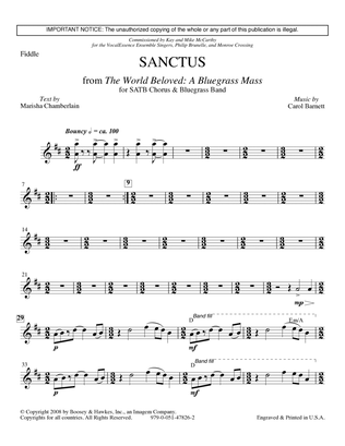Book cover for Sanctus (from The World Beloved: A Bluegrass Mass) - Solo Fiddle