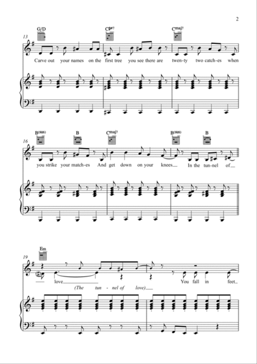 Tunnel Of Love Piano, Vocal, Guitar scores gallery preview page 2