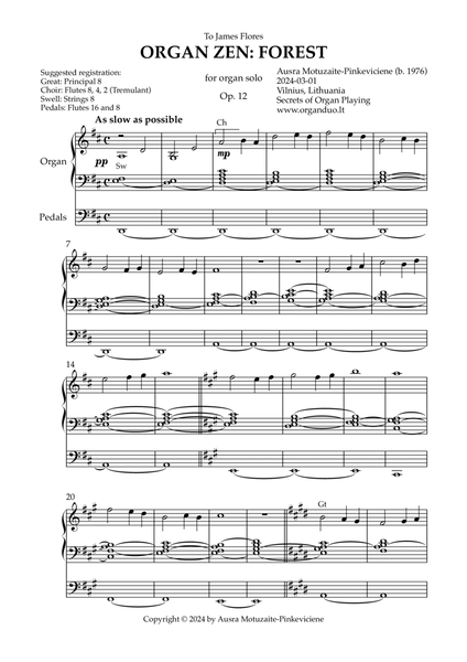 Organ Zen: Forest, Op. 12 (Organ Solo) by Ausra Motuzaite-Pinkeviciene