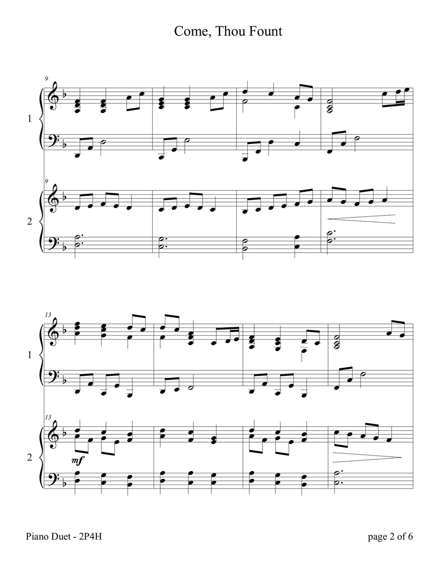 Worship Hymns for Two Pianos (A Collection of 5 Piano Duets for 2 Pianos, 4 Hands) 2 Pianos, 4-Hands scores gallery preview page 5