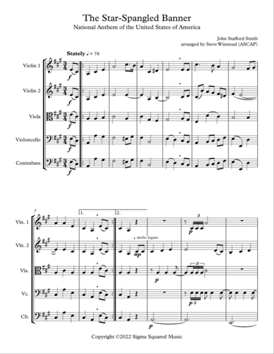 The Star-Spangled Banner for String Orchestra String Orchestra scores gallery preview page 2