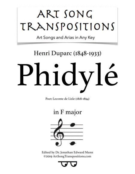 DUPARC: Phidylé (transposed to F major)
