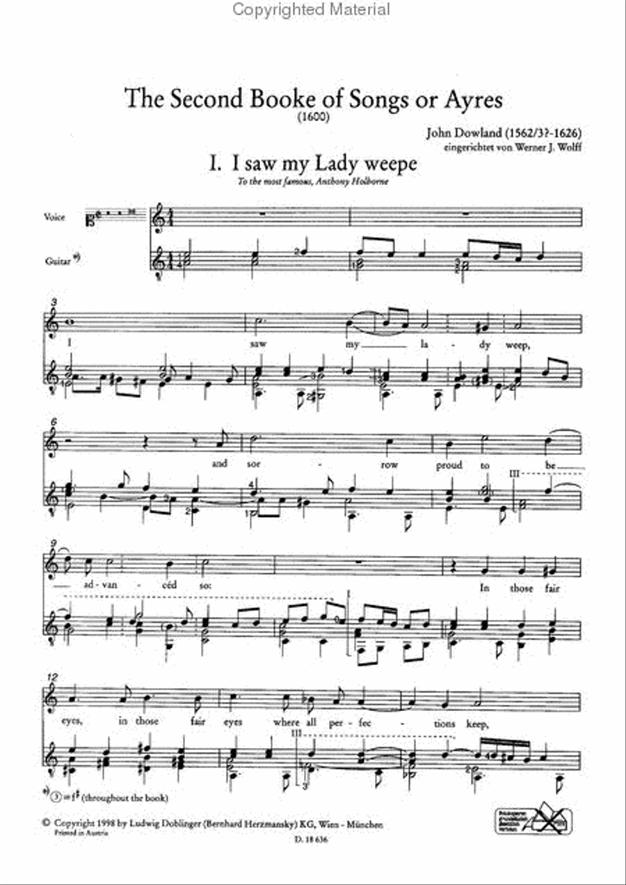 The Second Booke of Songs or Ayres (Complete Lute Songs II) Lute scores gallery preview page 2
