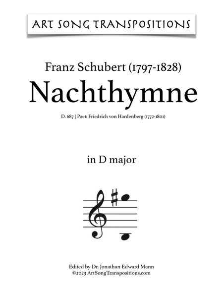 SCHUBERT: Nachthymne, D. 687 (transposed to D major)