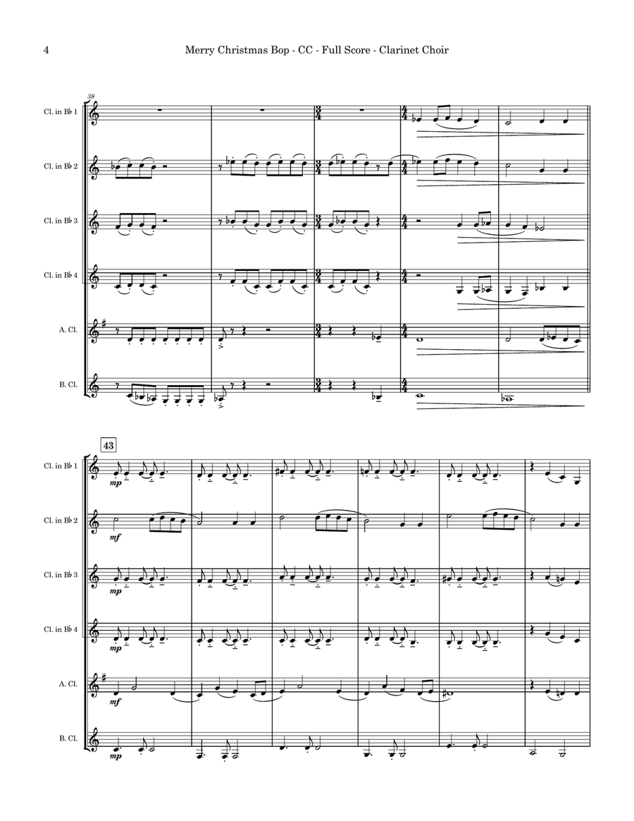 Merry Christmas Bop Clarinet Choir scores gallery preview page 4