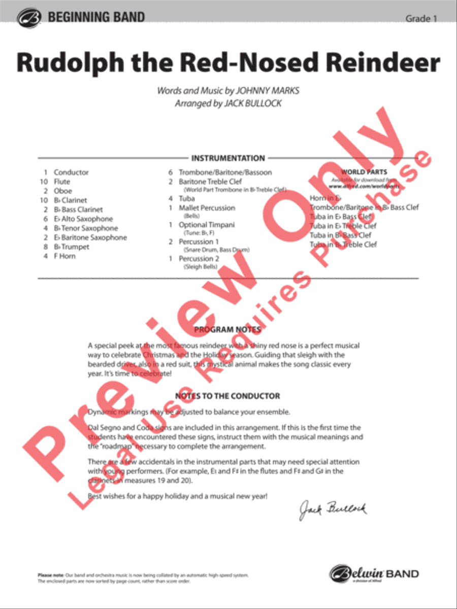 Rudolph the Red-Nosed Reindeer Concert Band scores gallery preview page 2