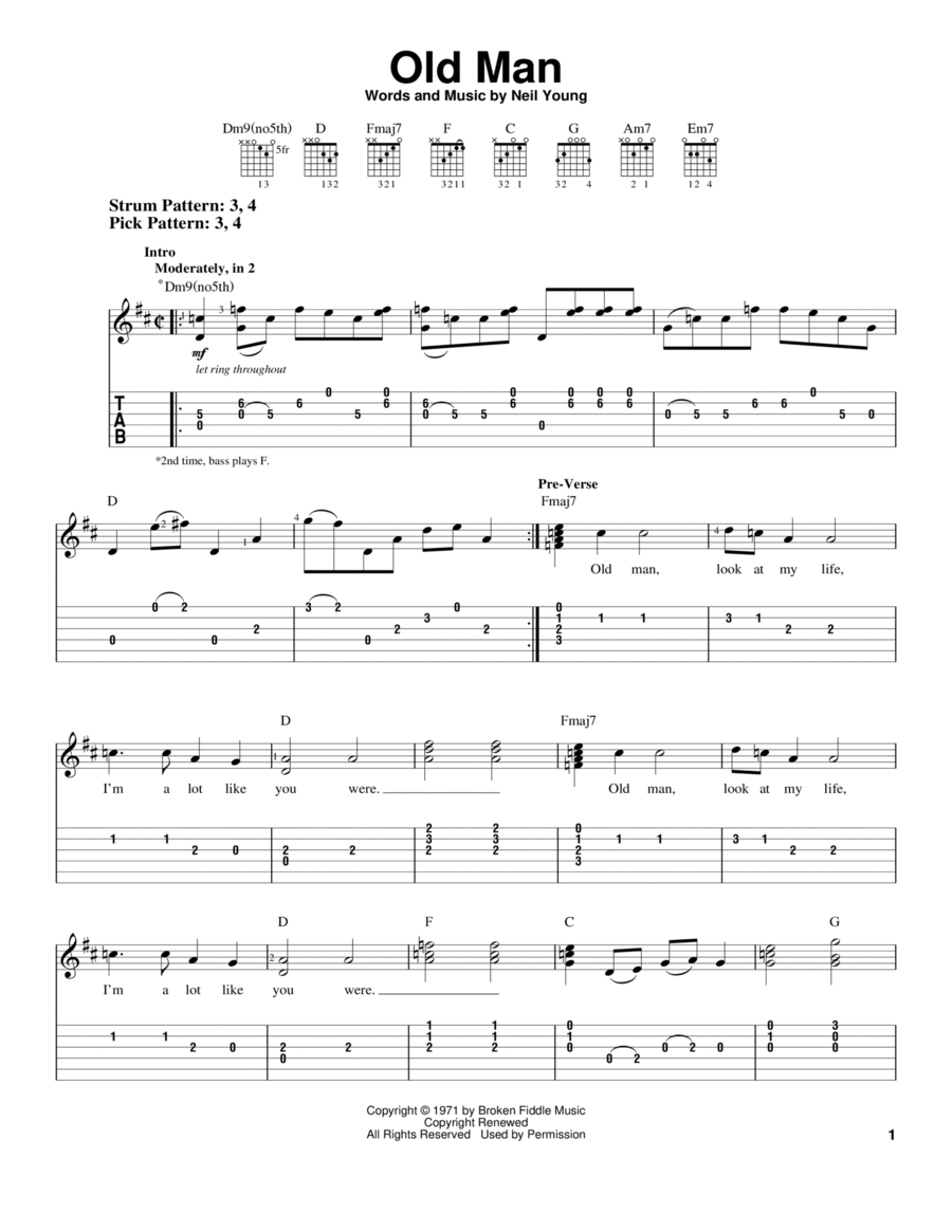 Old Man Old Man Acoustic Guitar scores gallery preview page 1