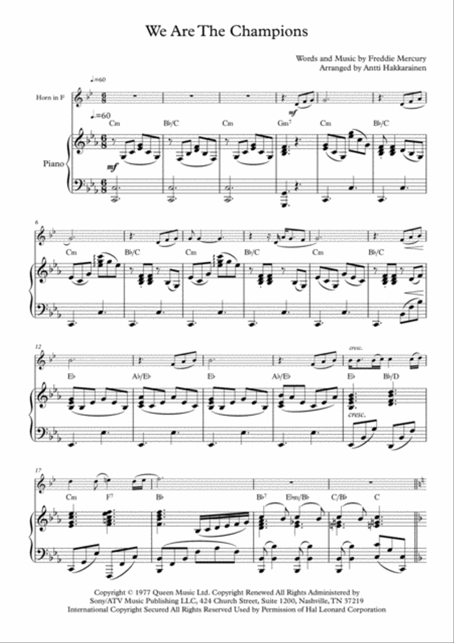 We Are The Champions Horn scores gallery preview page 2