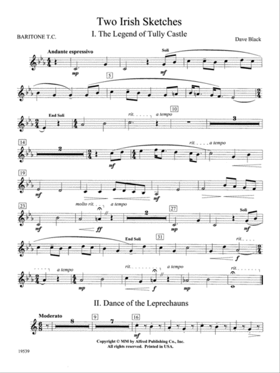 Two Irish Sketches: Baritone T.C. Concert Band scores gallery preview page 1