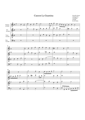 Canzon La Guamina (arrangement for 4 recorders)