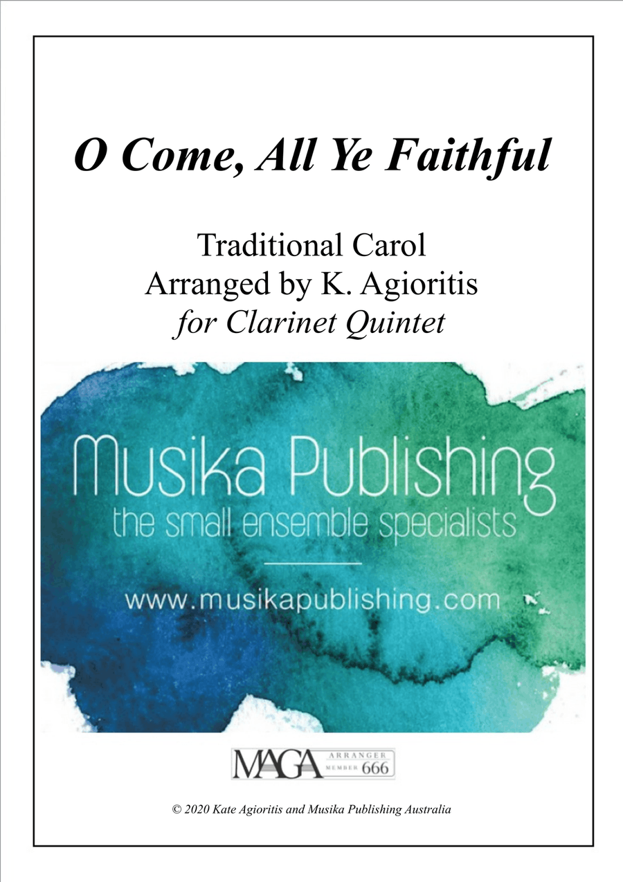 O Come, All Ye Faithful - Traditional Arrangement for Clarinet Quintet/Choir Choir scores gallery preview page 1