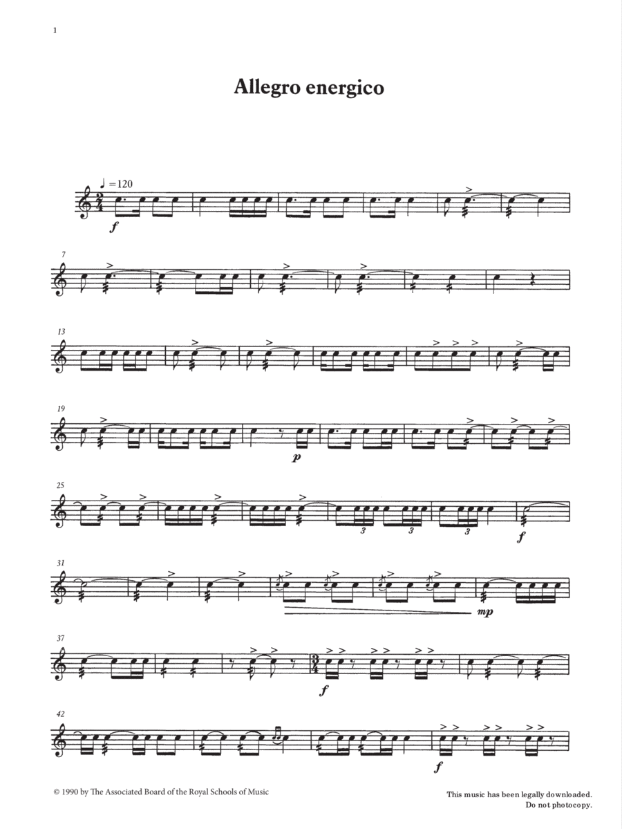 Allegro energico from Graded Music for Snare Drum, Book III Percussion scores gallery preview page 1