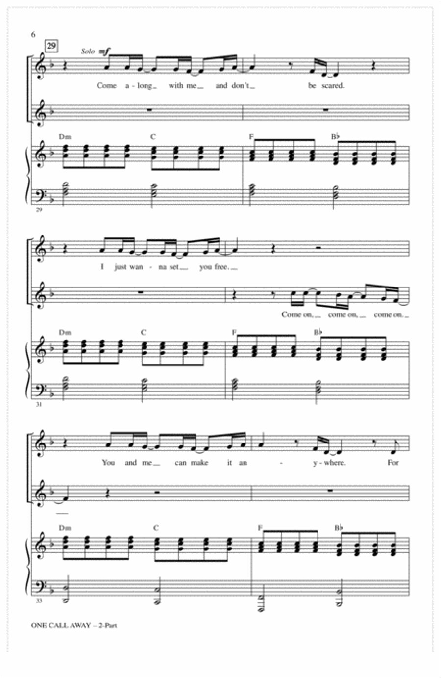 One Call Away 2-Part scores gallery preview page 5