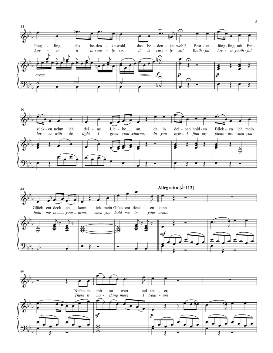 Bester Jüngling (original key) Soprano Voice scores gallery preview page 3