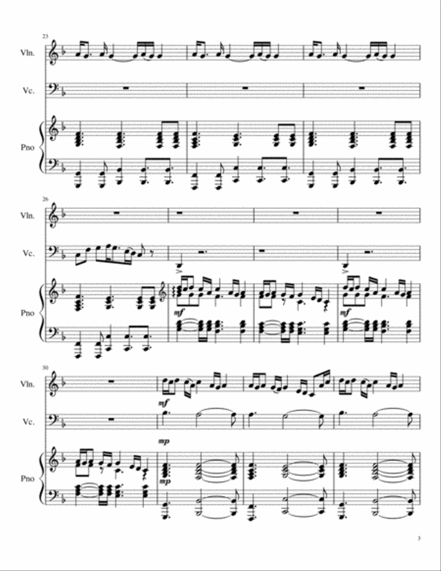 Paradise Paradise Piano Trio scores gallery preview page 3