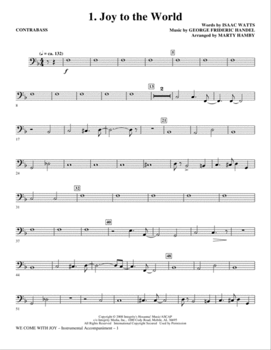 We Come With Joy Orchestration - Contrabass Choir scores gallery preview page 1