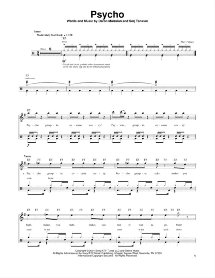 Psycho Drum Set scores gallery preview page 1