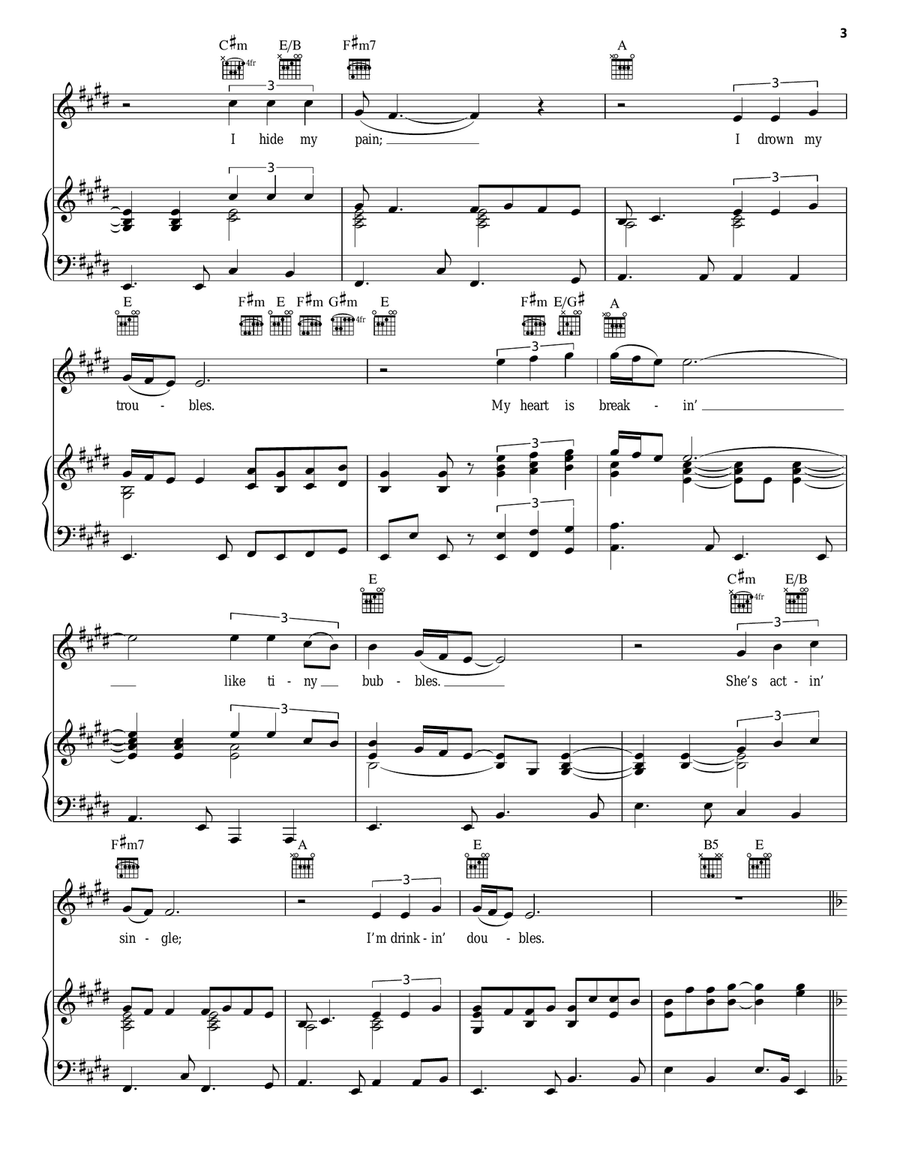 She's Actin' Single (I'm Drinkin' Doubles) Acoustic Guitar scores gallery preview page 3